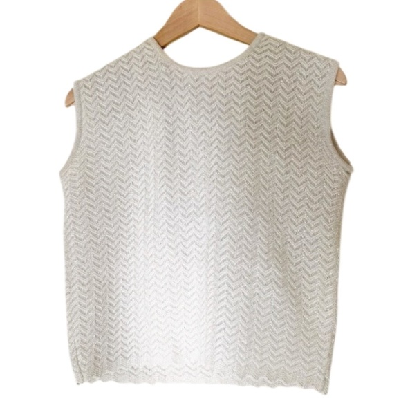 Chic Vintage Brandeis Italian Wool Metallic Knit Sleeveless Sweater Skirt Set - Picture 2 of 14